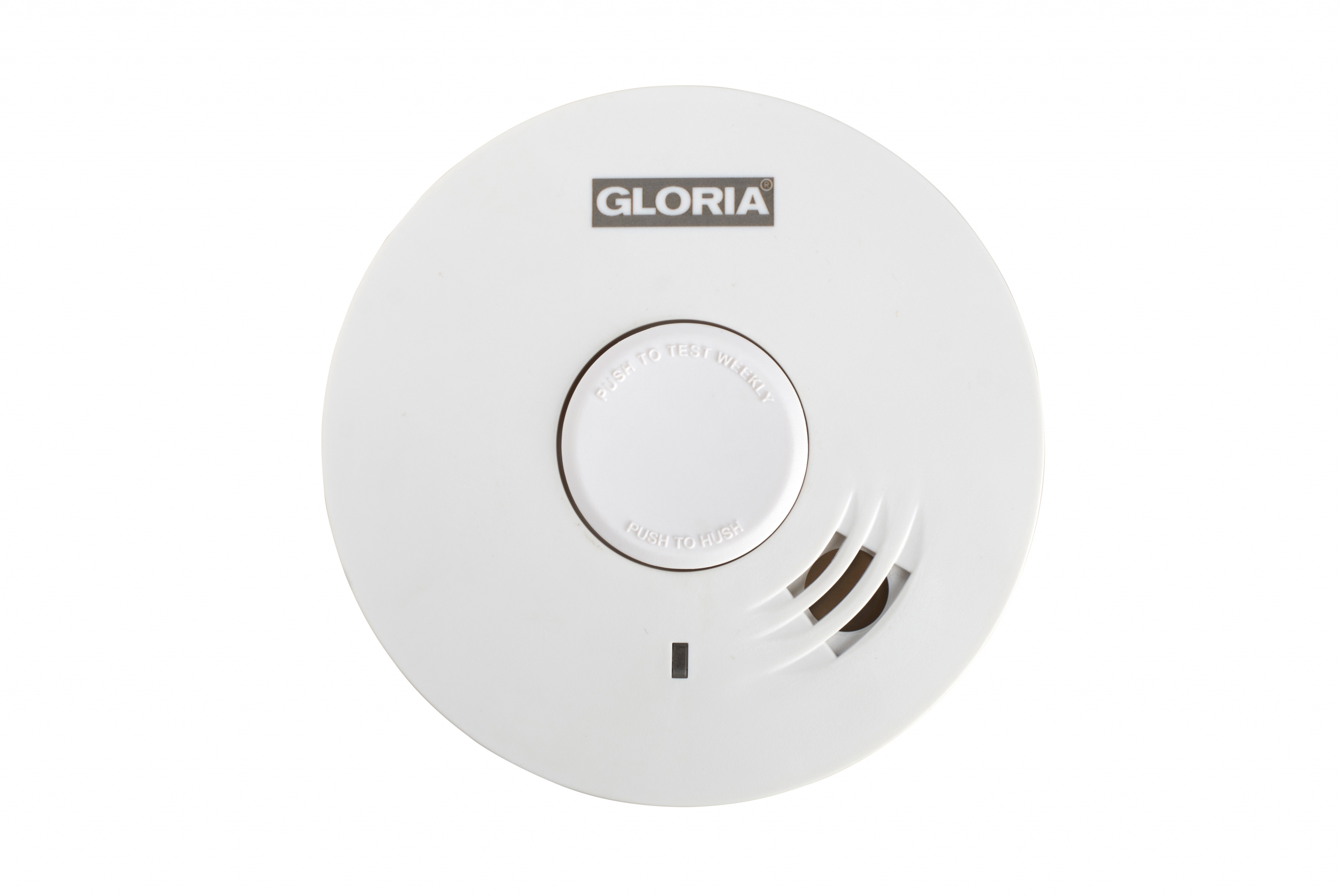 Weißer Rauchmelder der Firma GLORIA, Modell R-10