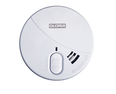 Weißer Rauchmelder der Firma GLORIA, Modell R5